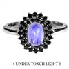 Image 1 : 7X5 MM OVAL CUT MOONSTONE AND BLACK SPINEL RING IN 14K WHITE GOLD OVER 925 STERLING SILVER â[x=#8364