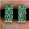 Image 1 : 4X3 MM GOOD CLARITY EMERALD EARRINGS IN 14K WHITE GOLD OVER 925 STERLING SILVER â€[x=#8220/