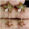 Image 1 : FLOWER-SHAPED CHROME DIOPSIDE EARRINGS IN 14K ROSE GOLD OVER 925 STERLING SILVER - APPRAISED REPLACE