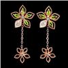 Image 2 : FLOWER-SHAPED CHROME DIOPSIDE EARRINGS IN 14K ROSE GOLD OVER 925 STERLING SILVER - APPRAISED REPLACE