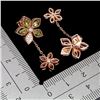 Image 3 : FLOWER-SHAPED CHROME DIOPSIDE EARRINGS IN 14K ROSE GOLD OVER 925 STERLING SILVER - APPRAISED REPLACE