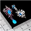 Image 3 : 7X5 MM PEAR CT BLUE OPAL, AMETHYST AND RHODOLITE GARNET EARRINGS IN 14K WHITE GOLD OVER 925 STERLING