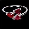 Image 1 : 6X4 MM PEAR CUT RUBY RING IN 14K WHITE GOLD OVER 925 STERLING SILVER â€“ SIZE 8 - 