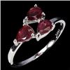 Image 2 : 6X4 MM PEAR CUT RUBY RING IN 14K WHITE GOLD OVER 925 STERLING SILVER â€“ SIZE 8 - 