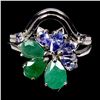 Image 1 : BIG 7X5 PEAR CUT EMERAL AND TANZANITE RING IN 14K WHITE GOLD OVER 925 STERLING SILVER â€[x=
