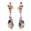 Image 1 : TOURMALINE AND DIAMOND CUT RUBY EARRINGS IN 14K WHITE GOLD OVER 925 STERLING SILVER - APPRAISED REPL
