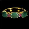 Image 1 : 7X5 MM OVAL CUT EMERALD AND RUBY IN 14K YELLOW GOLD OVER 925 STERLING SILVER â€“ S