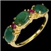 Image 2 : 7X5 MM OVAL CUT EMERALD AND RUBY IN 14K YELLOW GOLD OVER 925 STERLING SILVER â€“ S