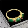 Image 3 : 7X5 MM OVAL CUT EMERALD AND RUBY IN 14K YELLOW GOLD OVER 925 STERLING SILVER â€“ S