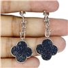 Image 1 : DIAMOND CUT BLUE SAPPHIRE EARRINGS IN 14K WHITE GOLD OVER 925 STERLING SILVER â€“ 