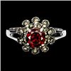 Image 1 : MOZAMBIQUE GARNET AND MARCASITE RING IN 14K WHITE GOLD OVER 925 STERLING SILVER â€[x=#8220/