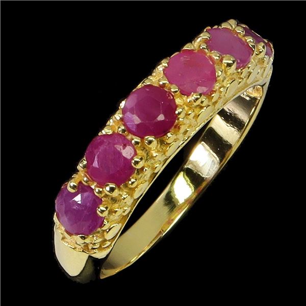 RUBY RING IN 14K YELLOW GOLD OVER 925 STERLING SILVER â€“ SIZE 8 - APPRAISED REPLA
