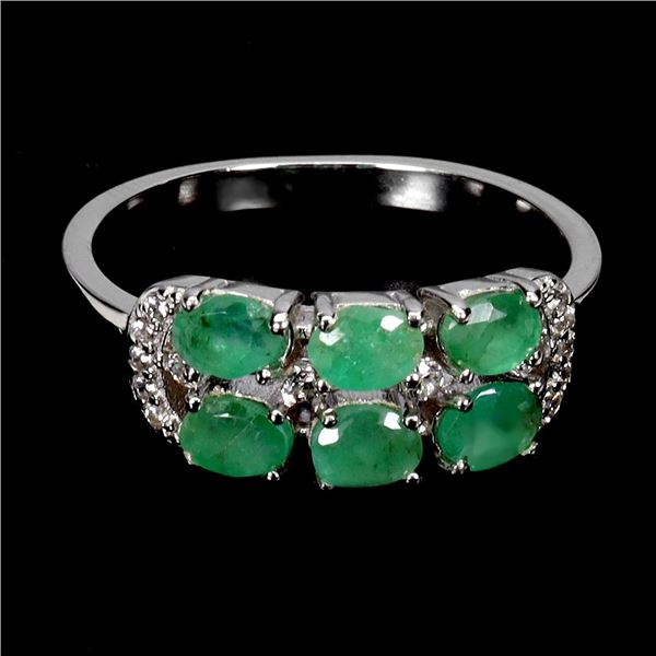 EMERALD RING IN 14K WHITE GOLD OVER 925 STERLING SILVER â€“ SIZE 8 - APPRAISED REP