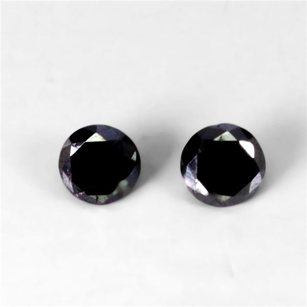 PAIR 2 PCS. 0.25 CT 3 MM BRILLIANT CUT BLACK DIAMOND - APPRAISED REPLACEMENT VALUE CAD 400
