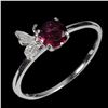 Image 1 : 5 MM ROUND CUT GARNET RING IN 14K WHITE GOLD OVER 925 STERLING SILVER - SIZE 7