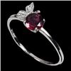 Image 2 : 5 MM ROUND CUT GARNET RING IN 14K WHITE GOLD OVER 925 STERLING SILVER - SIZE 7