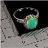 Image 3 : BIG 10X8 MM EMERALD AND SAPPHIRES RING IN 14K WHITE GOLD OVER 925 STERLING SILVER â€[x=#822