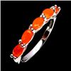 Image 1 : 5X3 MM ORANGE FIRE OPAL RING IN 14K WHITE GOLD OVER 925 STERLING SILVER â€“ SIZE 9
