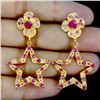 Image 1 : ROUND CUT RUBY EARRINGS IN 14K YELLOW GOLD OVER 925 STERLING SILVER â€“APPRAISED R