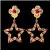 Image 2 : ROUND CUT RUBY EARRINGS IN 14K YELLOW GOLD OVER 925 STERLING SILVER â€“APPRAISED R