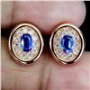 Image 1 : 6X4 OVAL CUT KYANITE AND CZ EARRINGS IN 14K ROSE GOLD OVER 925 STERLING SILVER â€“