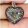 Image 1 : MULTI-COLOR ROUND DIAMOND CUT SAPPHIRE PENDANT IN 2-TONE BLACK RHODIUM AND 14K WHITE GOLD OVER 925 S