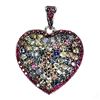 Image 2 : MULTI-COLOR ROUND DIAMOND CUT SAPPHIRE PENDANT IN 2-TONE BLACK RHODIUM AND 14K WHITE GOLD OVER 925 S