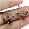 Image 2 : VALUABLE BLACK OPAL AND CZ EARRINGS IN 14K WHITE GOLD OVER 925 STERLING SILVER - APPRAISED REPLACEME