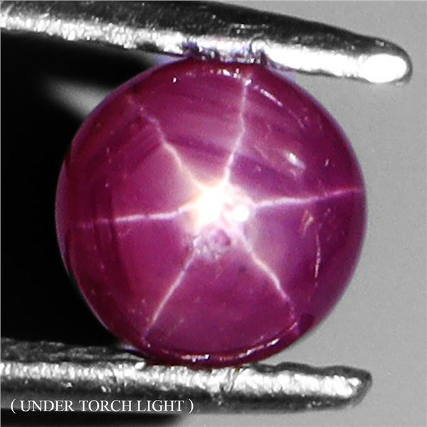 RARE ROUND CABOCHON 100% NATURAL 6 RAYS STAR RUBY 1.65 CT. 6.5 MM - APPRAISED REPLACEMENT VALUE CAD 