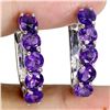 Image 1 : 4 MM ROUND CUT AMETHYST EARRINGS IN 14K WHITE GOLD OVER 925 STERLING SILVER - APPRAISED REPLACEMENT 