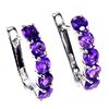 Image 2 : 4 MM ROUND CUT AMETHYST EARRINGS IN 14K WHITE GOLD OVER 925 STERLING SILVER - APPRAISED REPLACEMENT 