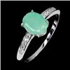 Image 2 : 8X6 MM OVAL CUT EMERALD RING IN 14K WHITE GOLD OVER 925 STERLING SILVER â€“ SIZE 8
