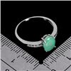 Image 3 : 8X6 MM OVAL CUT EMERALD RING IN 14K WHITE GOLD OVER 925 STERLING SILVER â€“ SIZE 8