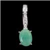 Image 1 : 8X6 MM OVAL CUT EMERALD PENDANT IN 14K WHITE GOLD OVER 925 STERLING SILVER - APPRAISED REPLACEMENT V