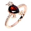 Image 2 : BIRD-SHAPED MOZAMBIQUE GARNET AND CZ RING IN 14K ROSE GOLD OVER 925 STERLING SILVER â€[x=#8