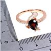Image 3 : BIRD-SHAPED MOZAMBIQUE GARNET AND CZ RING IN 14K ROSE GOLD OVER 925 STERLING SILVER â€[x=#8