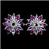 Image 2 : SUPERB TANZANITE, RHODOLITE GARNET AND SKY BLUE TOPAZ EARRINGS IN 14K WHITE GOLD OVER 925 STERLING S