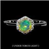 Image 1 : 6 MM CRYSTAL OPAL FULL PLAY OF COLOR RING IN 14K WHITE GOLD OVER 925 STERLING SILVER - SIZE 6 - APPR