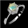 Image 2 : 6 MM CRYSTAL OPAL FULL PLAY OF COLOR RING IN 14K WHITE GOLD OVER 925 STERLING SILVER - SIZE 6 - APPR