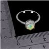 Image 3 : 6 MM CRYSTAL OPAL FULL PLAY OF COLOR RING IN 14K WHITE GOLD OVER 925 STERLING SILVER - SIZE 6 - APPR