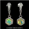 Image 1 : 6 MM CRYSTAL OPAL FULL PLAY OF COLOR EARRINGS IN 14K WHITE GOLD OVER 925 STERLING SILVER - APPRAISED