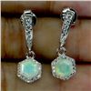 Image 2 : 6 MM CRYSTAL OPAL FULL PLAY OF COLOR EARRINGS IN 14K WHITE GOLD OVER 925 STERLING SILVER - APPRAISED