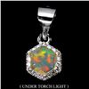 Image 1 : 6 MM CRYSTAL OPAL FULL PLAY OF COLOR PENDANT IN 14K WHITE GOLD OVER 925 STERLING SILVER - APPRAISED 