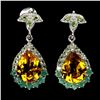 Image 1 : BIG 10X8 MM PEAR CUT CITRINE, EMERALD, PERIDOT AND SAPPHIRE EARRINGS IN 14K WHITE GOLD OVER 925 STER