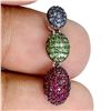 Image 1 : BEAUTIFUL TSAVORITE GARNET, RUBY AND SAPPHIRE PENDANT IN 2-TONE BLACK-RHODIUM AND 14K WHITE GOLD OVE