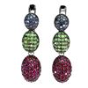 Image 2 : EXQUISITE TSAVORITE GARNET, RUBY AND SAPPHIRE EARRINGS IN 2-TONE BLACK-RHODIUM AND 14K WHITE GOLD OV