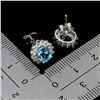 Image 3 : 7X5 MM SWISS BLUE TOPAZ AND CZ EARRINGS IN 14K WHITE GOLD OVER 925 STERLING SILVER
