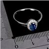Image 3 : 6X4 MM DARK BLUE SAPPHIRE RING IN 14K WHITE GOLD OVER 925 STERLING SILVER - SIZE 8.5