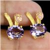 Image 2 : 10X8 MM AMETHYST AND RUBY EARRINGS IN 14K WHITE GOLD OVER 925 STERLING SILVER - APPRAISED REPLACEMEN