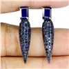 Image 1 : 6X4 OCTAGON CUT BLUE SAPPHIRE EARRINGS IN 14K WHITE GOLD OVER 925 STERLING SILVER - APPRAISED REPLAC